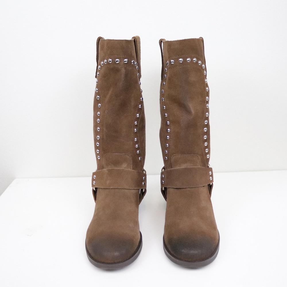 Anthropologie Bibi Lou Suede Studded Harness Western Boots EU 37 US 6 - 6.5 - Picture 3 of 10